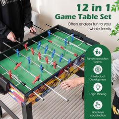 12-in-1 Combo Game Set with Foosball Air Hockey Pool Chess and Ping Pong Doba