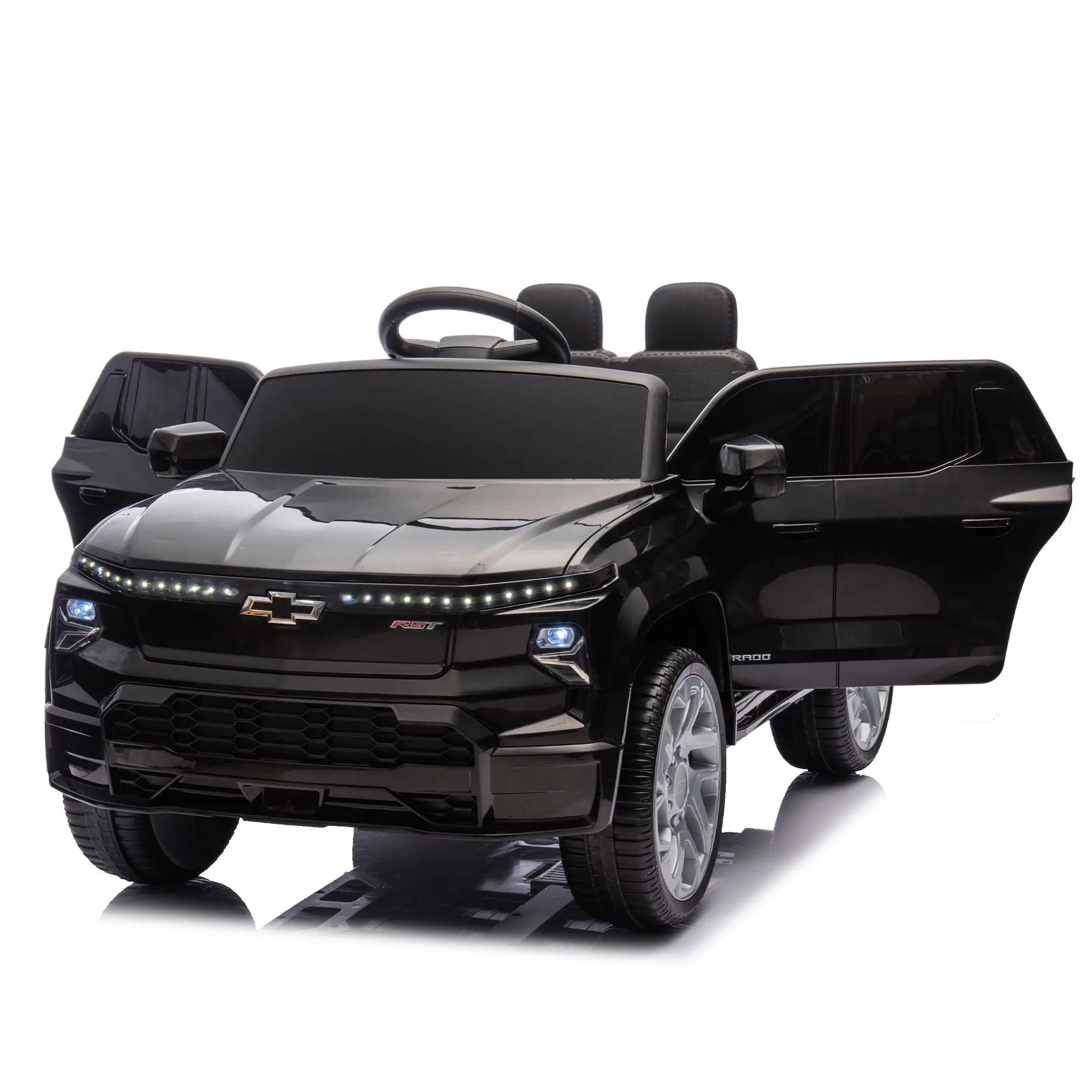 12V Kids Ride on Car W/Parents Control,Licensed Chevrolet Silverado,Four-wheel suspension,LED Lights,Bluetooth,music,USB,MP3,Power display,speeds 1.86-3.11MPH For kids aged 2-5. Doba