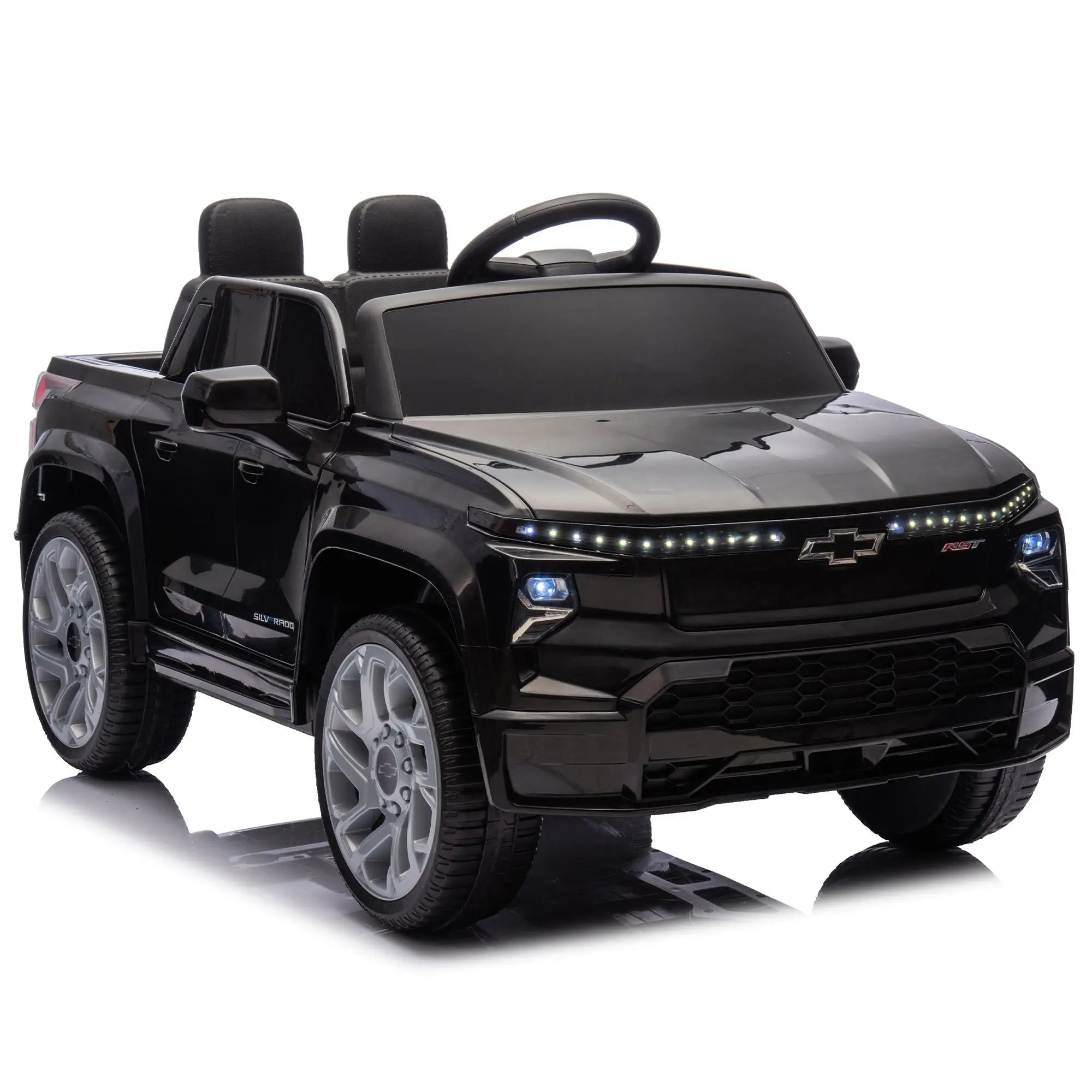 12V Kids Ride on Car W/Parents Control,Licensed Chevrolet Silverado,Four-wheel suspension,LED Lights,Bluetooth,music,USB,MP3,Power display,speeds 1.86-3.11MPH For kids aged 2-5. Doba