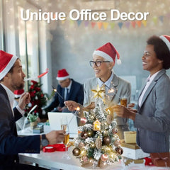 22in Tabletop Christmas Tree with Light Artificial Small Mini Red Christmas Decoration with Flocked Snow, Exquisite Decor & Xmas Ornaments for Table Top for Home & Office, Red Doba
