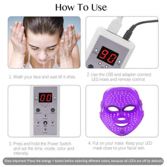 7 Colors LED Facial Mask with EMS Technology - Professional Red Light Therapy for Home Use Doba