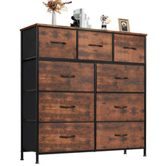 Bedroom Dresser with 9 Fabric Drawers Doba