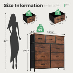 Bedroom Dresser with 9 Fabric Drawers Doba