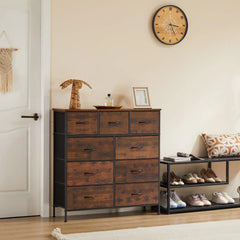 Bedroom Dresser with 9 Fabric Drawers Doba