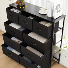 Bedroom Dresser with 9 Fabric Drawers Doba