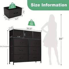 Bedroom Dresser with 9 Fabric Drawers Doba