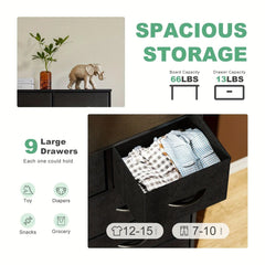 Bedroom Dresser with 9 Fabric Drawers Doba