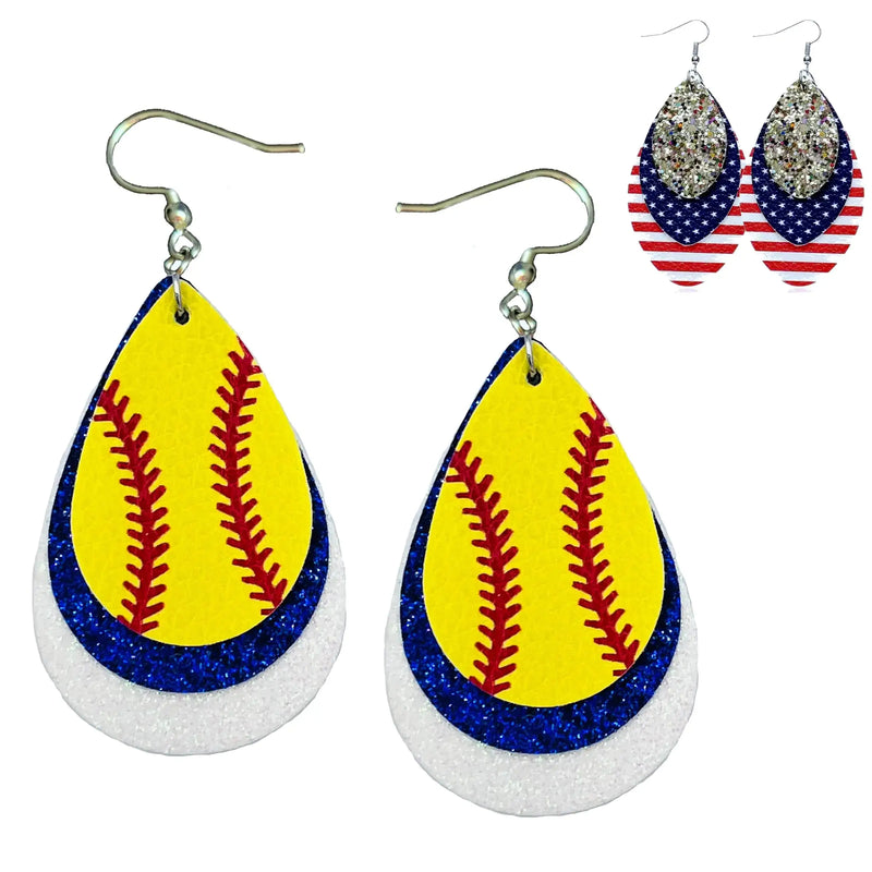 Cheer Earrings for Women - Softball Mom Earrings - Softball Earrings Jewelry (Royal Blue & Snow) Buyers Bargain Club
