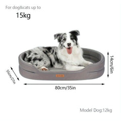 Orthopedic Dog Bed for Medium Dogs – Ultra-Comfortable Pet Couch with Removable Washable Cover, Waterproof Lining & Non-Skid Bottom, Grey Doba