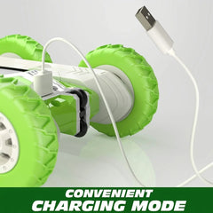 Remote Control Flip Stunt Car(Green); 4WD 2.4Ghz Remote Control Toys; Double Sided Flips 360°Rotating RC Stunt Car; Toy For 5 6 7 8 Year Old Boys Girls Doba