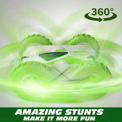 Remote Control Flip Stunt Car(Green); 4WD 2.4Ghz Remote Control Toys; Double Sided Flips 360°Rotating RC Stunt Car; Toy For 5 6 7 8 Year Old Boys Girls Doba