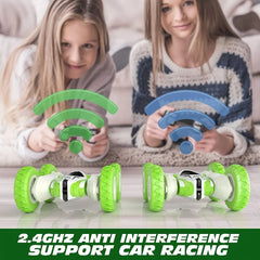 Remote Control Flip Stunt Car(Green); 4WD 2.4Ghz Remote Control Toys; Double Sided Flips 360°Rotating RC Stunt Car; Toy For 5 6 7 8 Year Old Boys Girls Doba