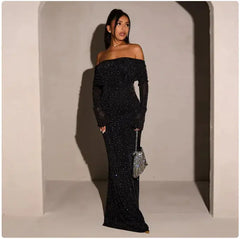 Sequined Off-shoulder Dress Women's Clothing Buyers Bargain Club