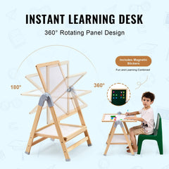 VEVOR 2-in-1 Kids Art Easel Double-Sided Wooden Magnetic Whiteboard Chalkboard Doba