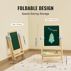 VEVOR 2-in-1 Kids Art Easel Double-Sided Wooden Magnetic Whiteboard Chalkboard Doba