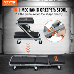 VEVOR 2 in 1 Z Creeper Seat Rolling Chair Auto Mechanics Shop Garage Work Stool Doba