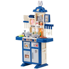 VEVOR Kitchen Playset Kids Pretend Cooking Play Toy 48 Piece Accessories Blue Doba