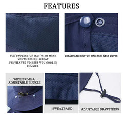 Wide Brim Sun Hat UV Protection Bucket Cap For Hiking Camping Fishing Safari Men Buyers Bargain Club