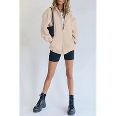 Women's Cute Hoodies Teen Girl Fall Jacket Oversized Sweatshirts Casual Drawstring Clothes Zip Up Y2K Hoodie with Pocket Doba