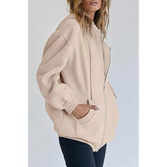 Women's Cute Hoodies Teen Girl Fall Jacket Oversized Sweatshirts Casual Drawstring Clothes Zip Up Y2K Hoodie with Pocket Doba