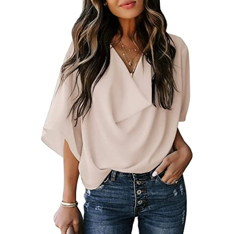 Womens Short Sleeve Chiffon Shirt Doba