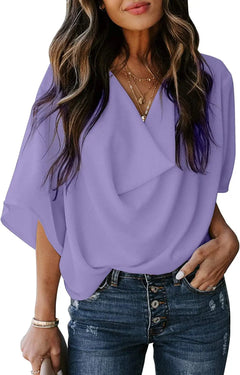 Womens Short Sleeve Chiffon Shirt Doba